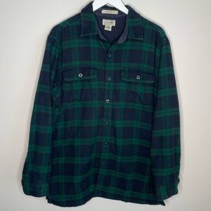 L.L. Bean fleece lined flannel button down traditional fit shirt